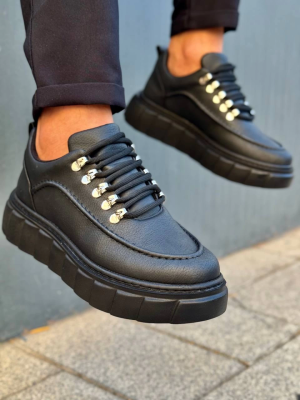 Kb-X10 Kuback Kömür Cilt Yüksek Taban Günlük Spor Ayakkabı (Numara: 44)