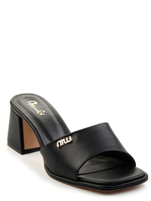 Miyon Siyah Cilt Topuklu Terlik (Numara: 37)