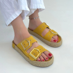 Loera Sarı Nubuk Çift Tokalı Terlik (Numara: 37) - Görsel 4