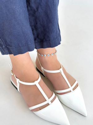 Canca Beyaz Rugan Babet Ayakkabı (Numara: 40)