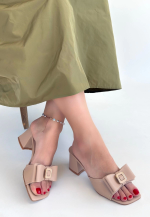 Veor Nude Cilt Topuklu Terlik (Numara: 38)