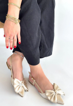 Cenya Bej Saten Babet Ayakkabı (Numara: 37)