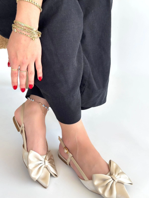 Cenya Bej Saten Babet Ayakkabı (Numara: 37)