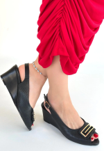 Mamba Siyah Cilt Dolgu Topuk Ayakkabı (Numara: 37) - Görsel 3