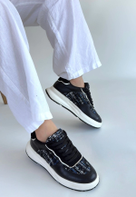 Hawer Siyah Cilt Bağcıklı Spor Ayakkabı (Numara: 36) - Görsel 2