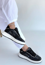 Hawer Siyah Cilt Bağcıklı Spor Ayakkabı (Numara: 36) - Görsel 3