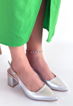 Buant Gümüş Cilt Topuklu Ayakkabı (Numara: 37) - Görsel 3