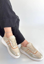 Tanwe Bej Cilt Bağcıklı Spor Ayakkabı (Numara: 39) - Görsel 2