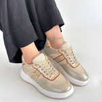 Tanwe Bej Cilt Bağcıklı Spor Ayakkabı (Numara: 39) - Görsel 4