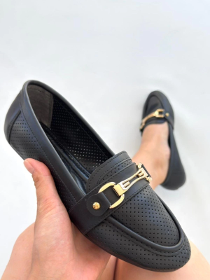 Rain Siyah Cilt Babet Ayakkabı (Numara: 38)