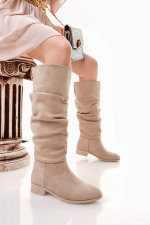 Winda Bej Süet Körüklü Çizme (Numara: 38)