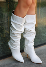 Zelya Beyaz Cilt Topuklu Çizme (Numara: 39) - Görsel 2
