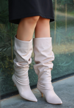 Zelya Bej Cilt Topuklu Çizme (Numara: 40) - Görsel 3