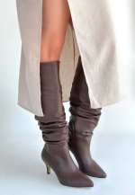 Zelya Kahverengi Cilt Topuklu Çizme (Numara: 40)