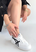 Zlay Beyaz Cilt Siyah Detaylı Bağcıklı Spor Ayakkabı (Numara: 40) - Görsel 2