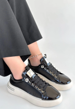 Hley Siyah Rugan Paraşüt Detaylı Bağcıklı Spor Ayakkabı (Numara: 39)