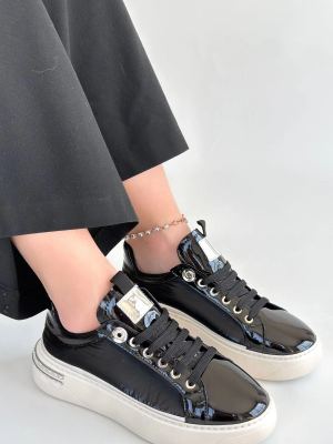 Hley Siyah Rugan Paraşüt Detaylı Bağcıklı Spor Ayakkabı (Numara: 39)