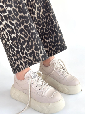 Emwa Bej Cilt Bağcıklı Spor Ayakkabı (Numara: 39)