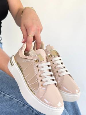 Hley Bej Rugan Paraşüt Detaylı Bağcıklı Spor Ayakkabı (Numara: 39)