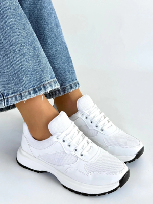 Slar Beyaz Cilt Bağcıklı Spor Ayakkabı (Numara: 39)