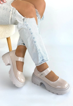 Siyat Bej Rugan Dolgu Topuk Oxford Ayakkabı (Numara: 37)