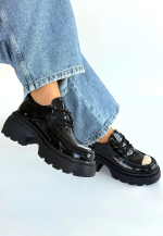 Kiya Siyah Rugan Dolgu Topuk Oxford Ayakkabı (Numara: 36) - Görsel 3