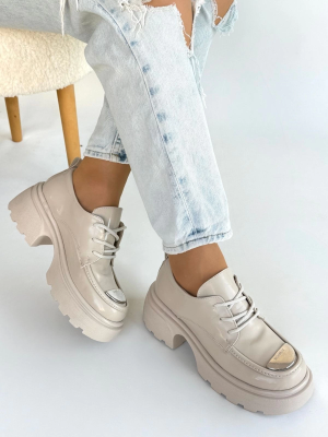 Kiya Bej Rugan Dolgu Topuk Oxford Ayakkabı (Numara: 36)