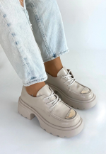 Kiya Bej Rugan Dolgu Topuk Oxford Ayakkabı (Numara: 36) - Görsel 3