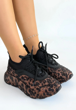 Rimay Kahverengi Cilt Boncuk İşlemeli Spor Ayakkabı (Numara: 38)