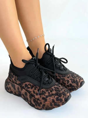 Rimay Kahverengi Cilt Boncuk İşlemeli Spor Ayakkabı (Numara: 38)