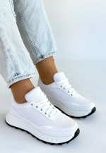 Edva Beyaz Cilt Bağcıklı Spor Ayakkabı (Numara: 38)