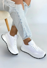 Edva Beyaz Cilt Bağcıklı Spor Ayakkabı (Numara: 38) - Görsel 3