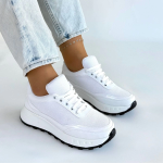 Edva Beyaz Cilt Bağcıklı Spor Ayakkabı (Numara: 38) - Görsel 4