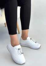 Finna Beyaz Cilt Bağcıklı Spor Ayakkabı (Numara: 36) - Görsel 3