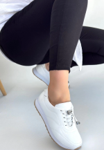 Finna Beyaz Cilt Bağcıklı Spor Ayakkabı (Numara: 40) - Görsel 2