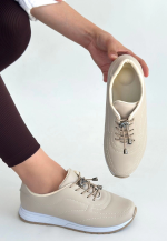 Finna Bej Cilt Bağcıklı Spor Ayakkabı (Numara: 40)