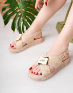 Cate Bej Hasır Cilt Sandalet (Numara: 37)