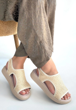 Wayi Bej Hasır Cilt Sandalet (Numara: 39)