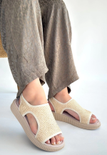 Wayi Bej Hasır Cilt Sandalet (Numara: 39) - Görsel 3