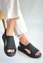 Wayi Siyah Hasır Cilt Sandalet (Numara: 36) - Görsel 3