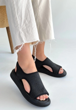 Wayi Siyah Hasır Cilt Sandalet (Numara: 37)