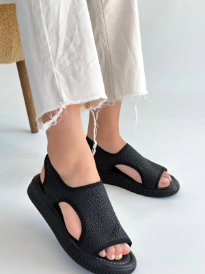 Wayi Siyah Hasır Cilt Sandalet (Numara: 38)