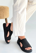 Wayi Siyah Hasır Cilt Sandalet (Numara: 38) - Görsel 2