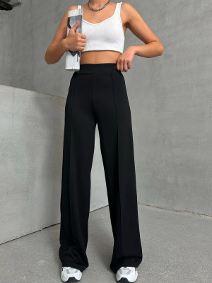 Önü Çımalı Pantolon Siyah (Beden: S)