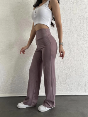 Fitilli Palazzo Pantolon Sütlükahve (Beden: Xl)