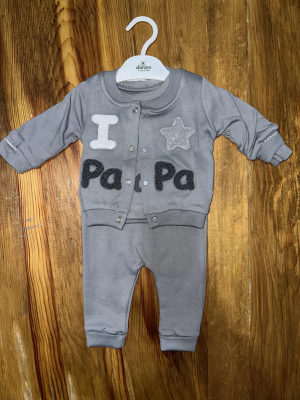 3-12 Aylık Üçlü Kolej Ceketli Takım Gri (Beden: 6-9)