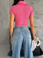 Kaşkorse Yaka Fermuarlı Bluz Fuşya (Beden: S) - Görsel 5