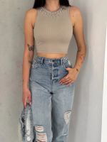 Fitilli Kaşkorse Yakası Zincirli Atlet Vizon (Beden: M) - Görsel 6