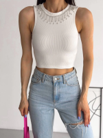 Fitilli Kaşkorse Yakası Zincirli Atlet Beyaz (Beden: M) - Görsel 2