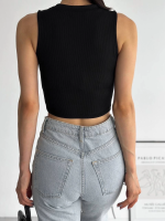 Fitilli Kaşkorse Yakası Zincirli Atlet Siyah (Beden: M) - Görsel 3